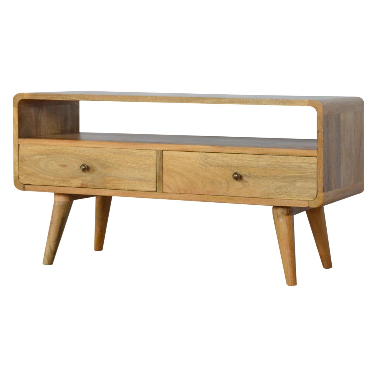 Curved Oak ish Media Unit