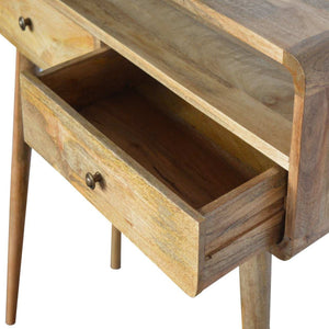 Curved Oak-ish Console Table with Scandinavian-style legs