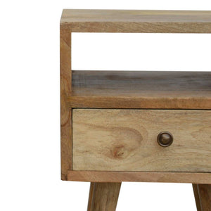 Solid mango wood bedside table with Scandinavian-style legs