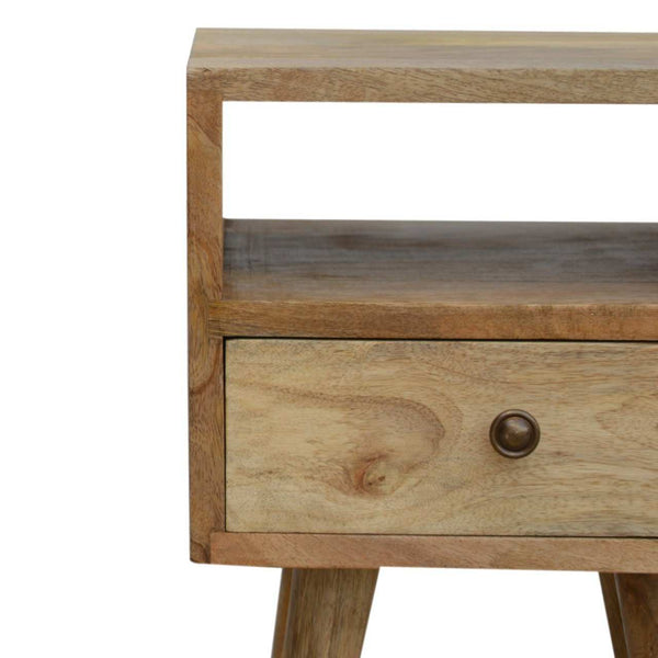 Solid mango wood bedside table with Scandinavian-style legs