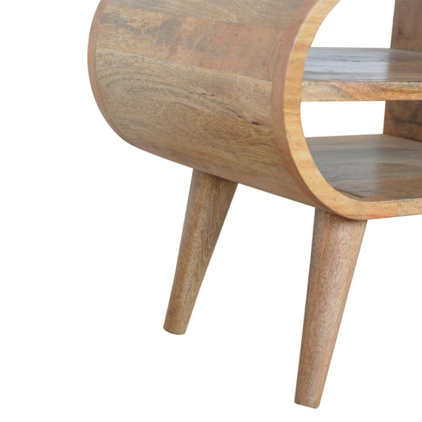 London mango wood media unit with Nordic-style legs