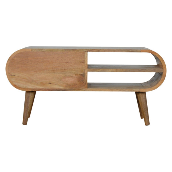 London solid mango wood media unit with two drawers