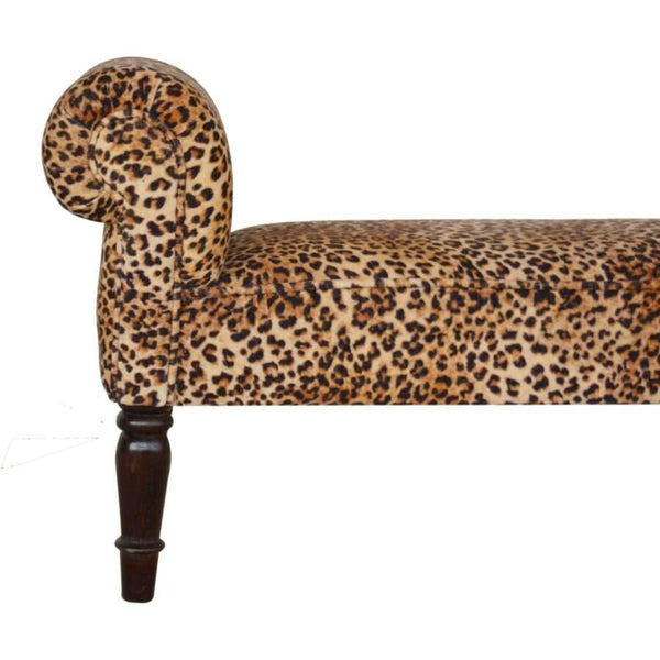 Leopard Print Velvet Bench - My Store
