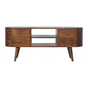 Chestnut rounded media cabinet front view
