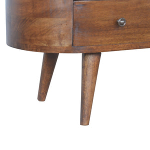 Chestnut solid wood entertainment unit with rounded edges
