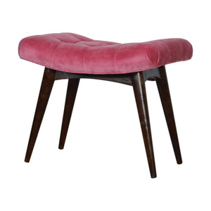 Pink Cotton Velvet Curved Bench - My Store