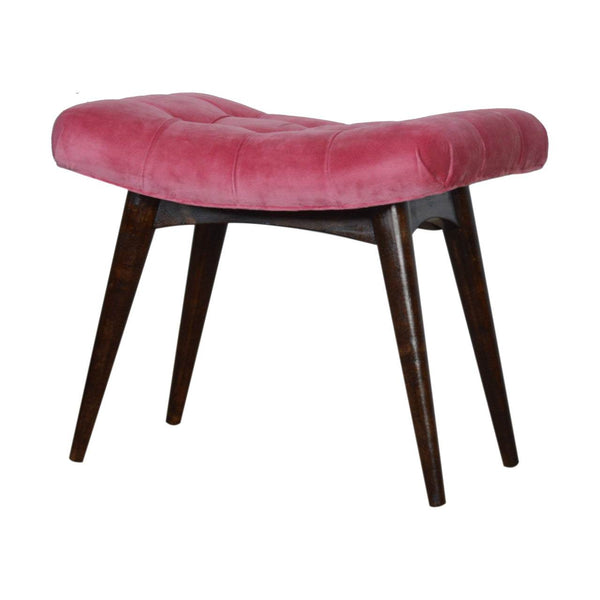 Pink Cotton Velvet Curved Bench - My Store