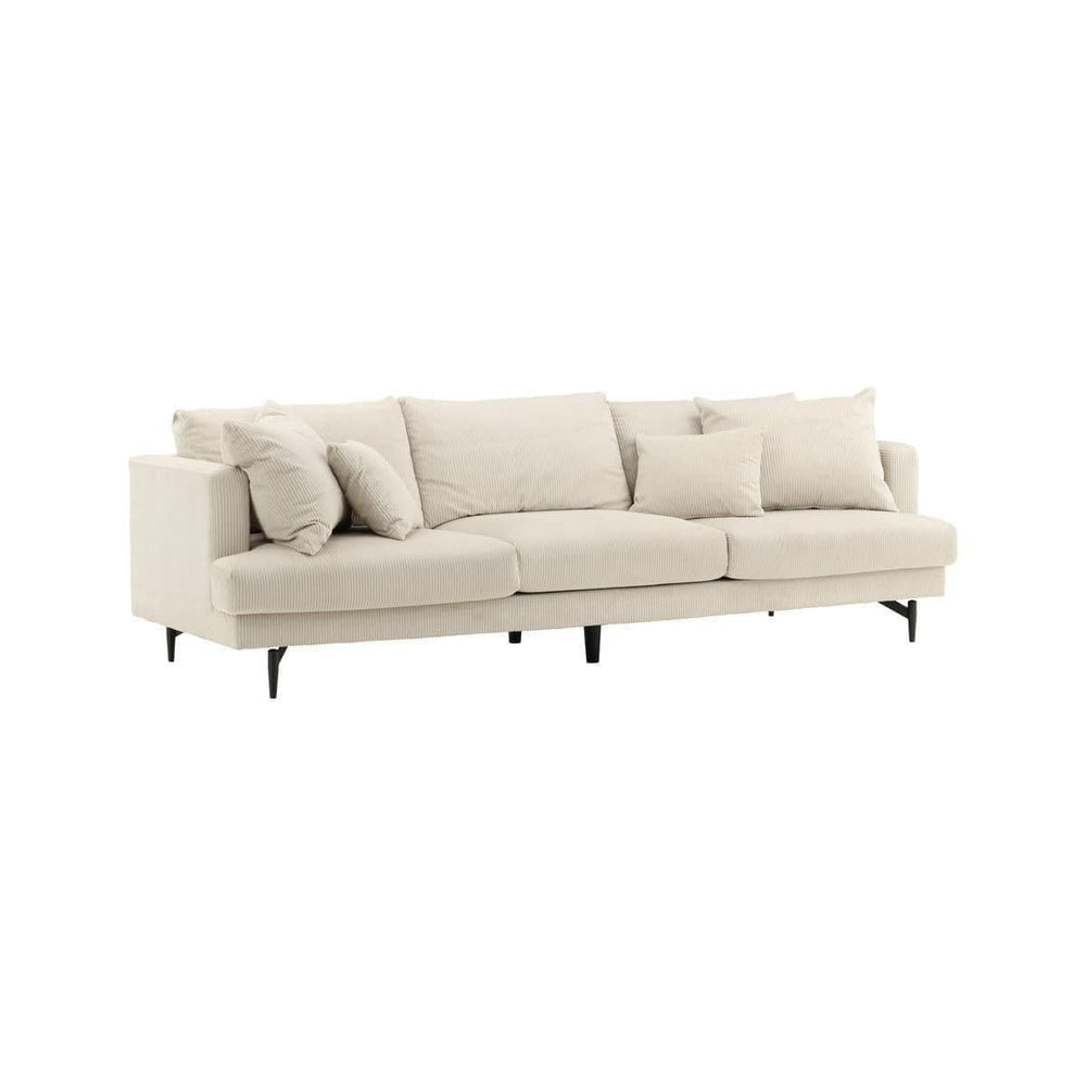 Mmilo Sofia 3-Seater Sofa, Black/Beige Corduroy | Modern Retro Design with Metal Legs