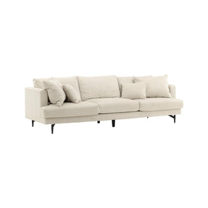 Mmilo Sofia 3-Seater Sofa, Black/Beige Corduroy | Modern Retro Design with Metal Legs