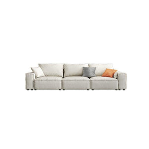 R67 Anselm 3 Seater Sofa 280cm – Modern Leathaire Upholstered Couch with High Density Sponge, Contemporary Living Room Sofa in Beige - Sleek Furniture