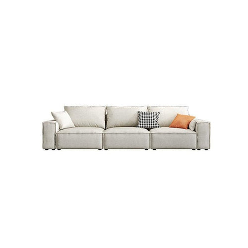 R67 Anselm 3 Seater Sofa 280cm – Modern Leathaire Upholstered Couch with High Density Sponge, Contemporary Living Room Sofa in Beige - Sleek Furniture