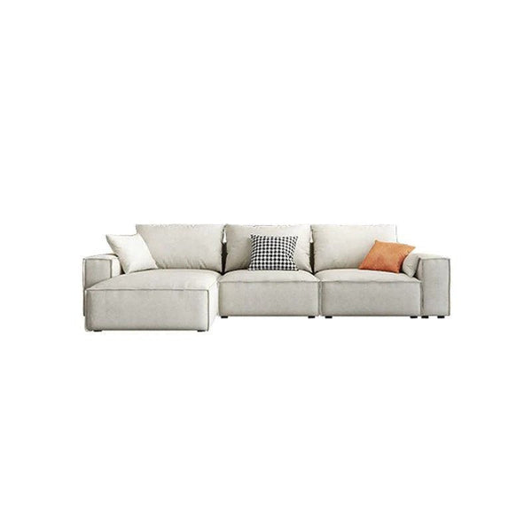 R67 Anselm 3 Seater Sofa 280cm – Modern Leathaire Upholstered Couch with High Density Sponge, Contemporary Living Room Sofa in Beige - Sleek Furniture