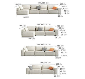R67 Anselm Four Seater Corner Sofa 360 cm – Modern Leathaire Upholstered Sectional Sofa with High Density Sponge, Contemporary Large L-Shaped Living Room Sofa, Beige - Sleek Furniture