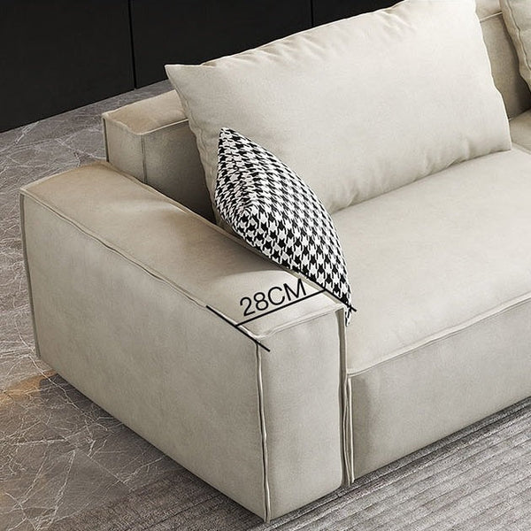R67 Anselm Four Seater Corner Sofa 360 cm – Modern Leathaire Upholstered Sectional Sofa with High Density Sponge, Contemporary Large L-Shaped Living Room Sofa, Beige - Sleek Furniture