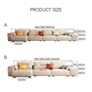 R87 Calvin 4 Seater Corner Sofa 340 cm – Leathaire Left-Hand Facing Sectional Sofa with High Density Foam | Modern Contemporary Living Room Sofa - Sleek Furniture