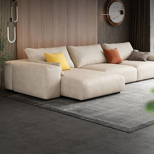 R87 Calvin 4 Seater Corner Sofa 340 cm – Leathaire Left-Hand Facing Sectional Sofa with High Density Foam | Modern Contemporary Living Room Sofa - Sleek Furniture