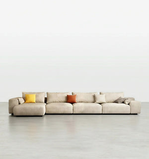 R87 Calvin 4 Seater Corner Sofa 340 cm – Leathaire Left-Hand Facing Sectional Sofa with High Density Foam | Modern Contemporary Living Room Sofa - Sleek Furniture