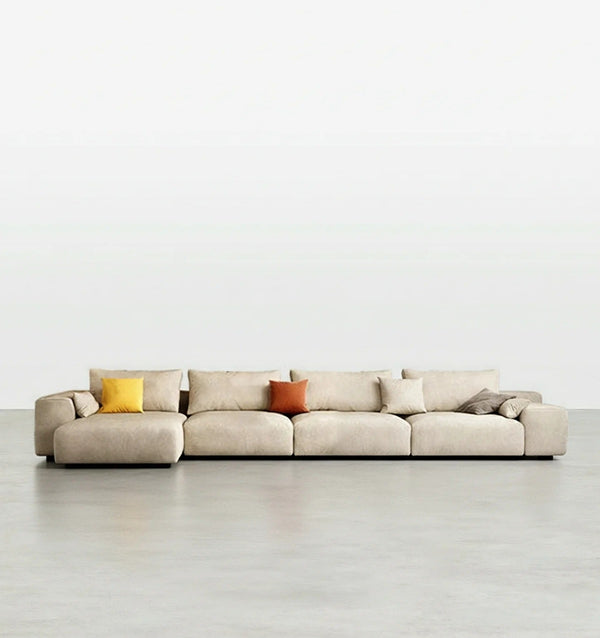 R87 Calvin 4 Seater Corner Sofa 340 cm – Leathaire Left-Hand Facing Sectional Sofa with High Density Foam | Modern Contemporary Living Room Sofa - Sleek Furniture