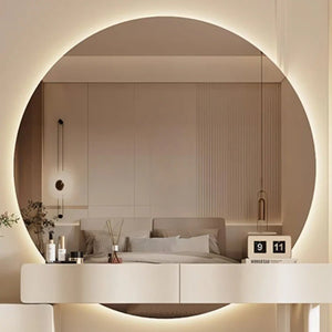 Radcliffe Cream Dressing Table with Large LED Mirror & Stool – Modern Makeup Vanity Table Set with Storage, Solid Wood Frame - Sleek Furniture