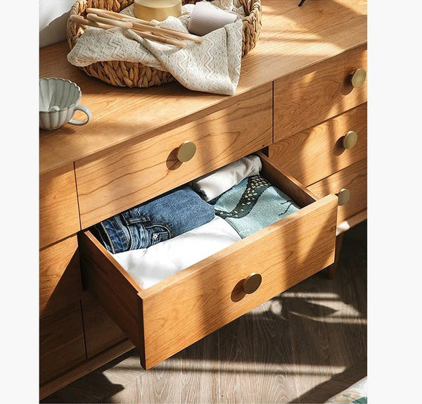 Ralph Solid Wood Sideboard Cabinet – Contemporary Wooden Storage Unit in Cherry Finish – Modern Multipurpose Living & Dining Room Sideboard - Sleek Furniture