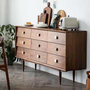 Ralph Solid Wood Sideboard Cabinet – Contemporary Wooden Storage Unit in Cherry Finish – Modern Multipurpose Living & Dining Room Sideboard - Sleek Furniture