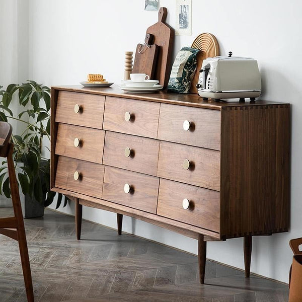 Ralph Solid Wood Sideboard Cabinet – Contemporary Wooden Storage Unit in Cherry Finish – Modern Multipurpose Living & Dining Room Sideboard - Sleek Furniture