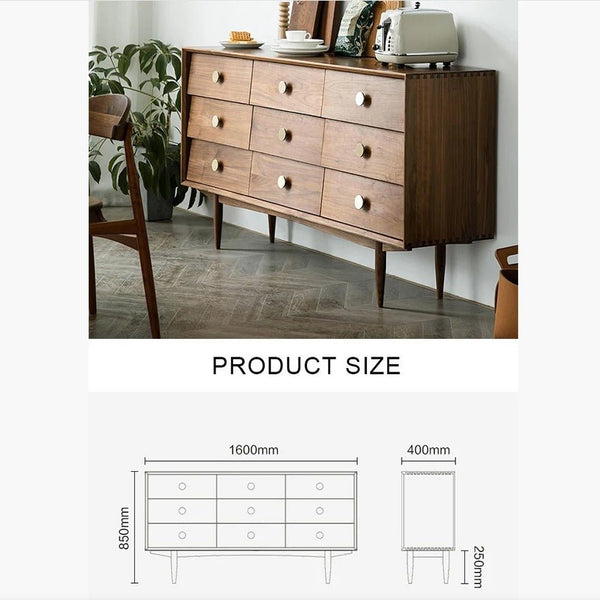 Ralph Solid Wood Sideboard Cabinet – Contemporary Wooden Storage Unit in Cherry Finish – Modern Multipurpose Living & Dining Room Sideboard - Sleek Furniture