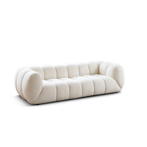 Randee BoBo Three Seater Sofa – Luxury White Boucle Cloud Sofa, Modern Contemporary 3-Seater Couch with High Density Sponge Cushion, Minimalist Living Room Sofa (250 x 100 x 67 cm) - Sleek Furniture