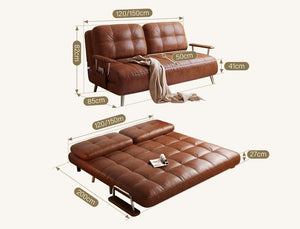 Riley Convertible Sofa Bed | Two Seater Pull Out Sofa Bed | Black PU Leather Sleeper Couch for Living Room & Guest Room | Space Saving Modern Foldable Sofa Bed - Sleek Furniture