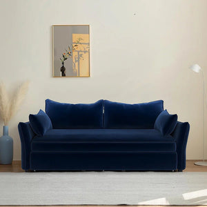 Ritchie Velvet Two Seater Pull Out Sofa Bed – Modern Convertible Sleeper Sofa with Pull-Out Mattress, Compact Space-Saving Guest Bed, Blue/Green/Beige - Sleek Furniture