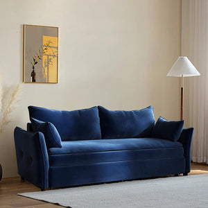 Ritchie Velvet Two Seater Pull Out Sofa Bed – Modern Convertible Sleeper Sofa with Pull-Out Mattress, Compact Space-Saving Guest Bed, Blue/Green/Beige - Sleek Furniture