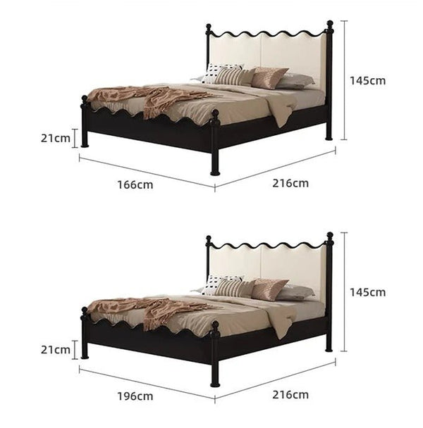 Roberta Wooden King Size / Super King Bed Frame – Cream & Black Contemporary Platform Bed (Mattress Not Included) - Sleek Furniture