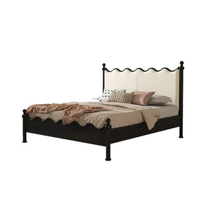 Roberta Wooden King Size / Super King Bed Frame – Cream & Black Contemporary Platform Bed (Mattress Not Included) - Sleek Furniture
