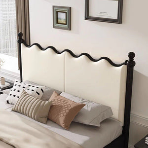 Roberta Wooden King Size / Super King Bed Frame – Cream & Black Contemporary Platform Bed (Mattress Not Included) - Sleek Furniture