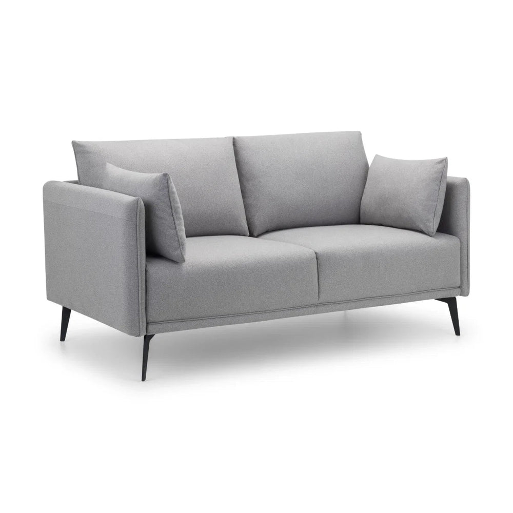 Rohe Platinum Wool-Effect Fabric 2 Seater Sofa with Black Metal Legs - Sleek Furniture