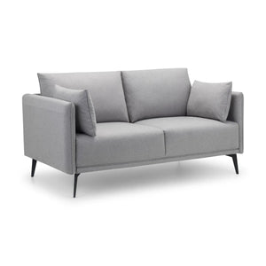 Rohe Platinum Wool-Effect Fabric 2 Seater Sofa with Black Metal Legs - Sleek Furniture