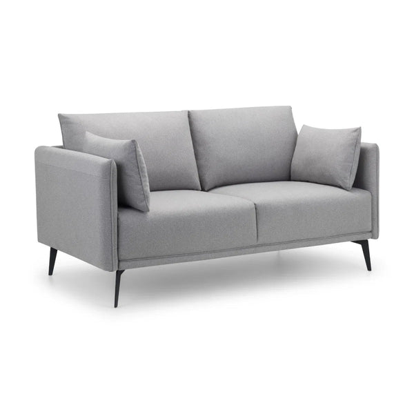 Rohe Platinum Wool-Effect Fabric 2 Seater Sofa with Black Metal Legs - Sleek Furniture