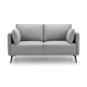 Rohe Platinum Wool-Effect Fabric 2 Seater Sofa with Black Metal Legs - Sleek Furniture
