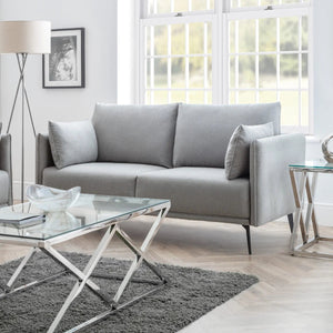 Rohe Platinum Wool-Effect Fabric 2 Seater Sofa with Black Metal Legs - Sleek Furniture