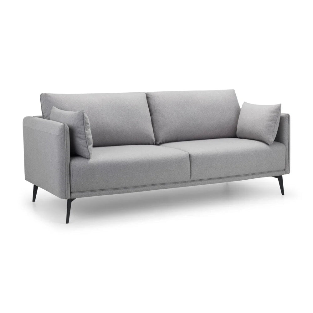 Rohe Platinum Wool-Effect Fabric 3 Seater Sofa with Black Metal Legs - Sleek Furniture