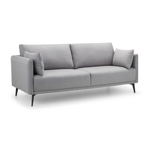 Rohe Platinum Wool-Effect Fabric 3 Seater Sofa with Black Metal Legs - Sleek Furniture