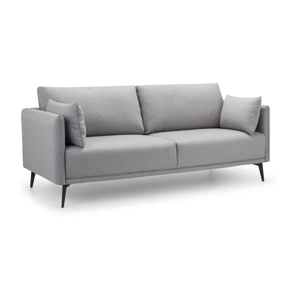 Rohe Platinum Wool-Effect Fabric 3 Seater Sofa with Black Metal Legs - Sleek Furniture