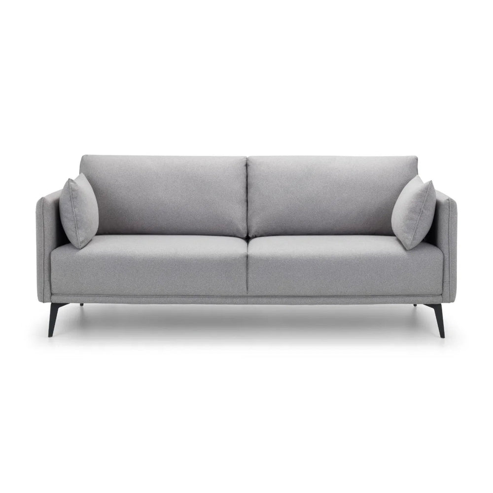 Rohe Platinum Wool-Effect Fabric 3 Seater Sofa with Black Metal Legs - Sleek Furniture
