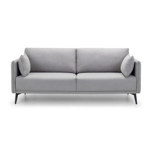 Rohe Platinum Wool-Effect Fabric 3 Seater Sofa with Black Metal Legs - Sleek Furniture