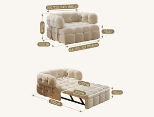 Rojas Single Sofa Bed Armchair – Pull-Out Chair Bed with High Density Sponge Mattress, Suede Upholstery & Carbon Steel Frame, Cream - Sleek Furniture