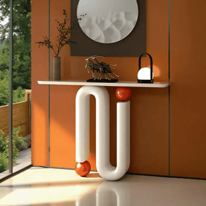 Roma Sintered Stone Console Table – Modern White Hallway Table with Metal Frame, Contemporary Entryway Sofa Table, No Assembly Required - Sleek Furniture