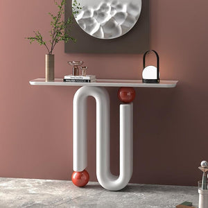 Roma Sintered Stone Console Table – Modern White Hallway Table with Metal Frame, Contemporary Entryway Sofa Table, No Assembly Required - Sleek Furniture