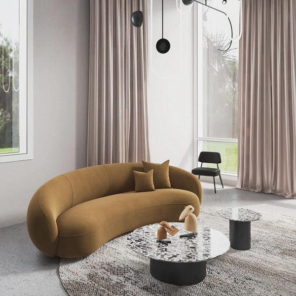 Romelia Curved 3 Seater Velvet Sofa – Modern Contemporary Upholstered Living Room Couch with Elegant Curved Design - Sleek Furniture