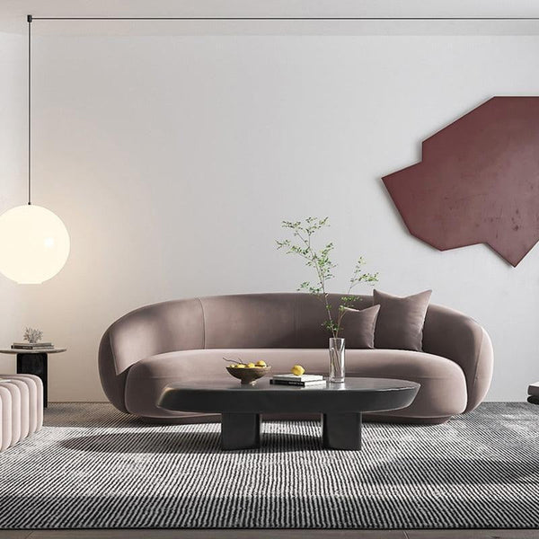 Romelia Curved 3 Seater Velvet Sofa – Modern Contemporary Upholstered Living Room Couch with Elegant Curved Design - Sleek Furniture