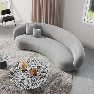 Romelia Curved 3 Seater Velvet Sofa – Modern Contemporary Upholstered Living Room Couch with Elegant Curved Design - Sleek Furniture